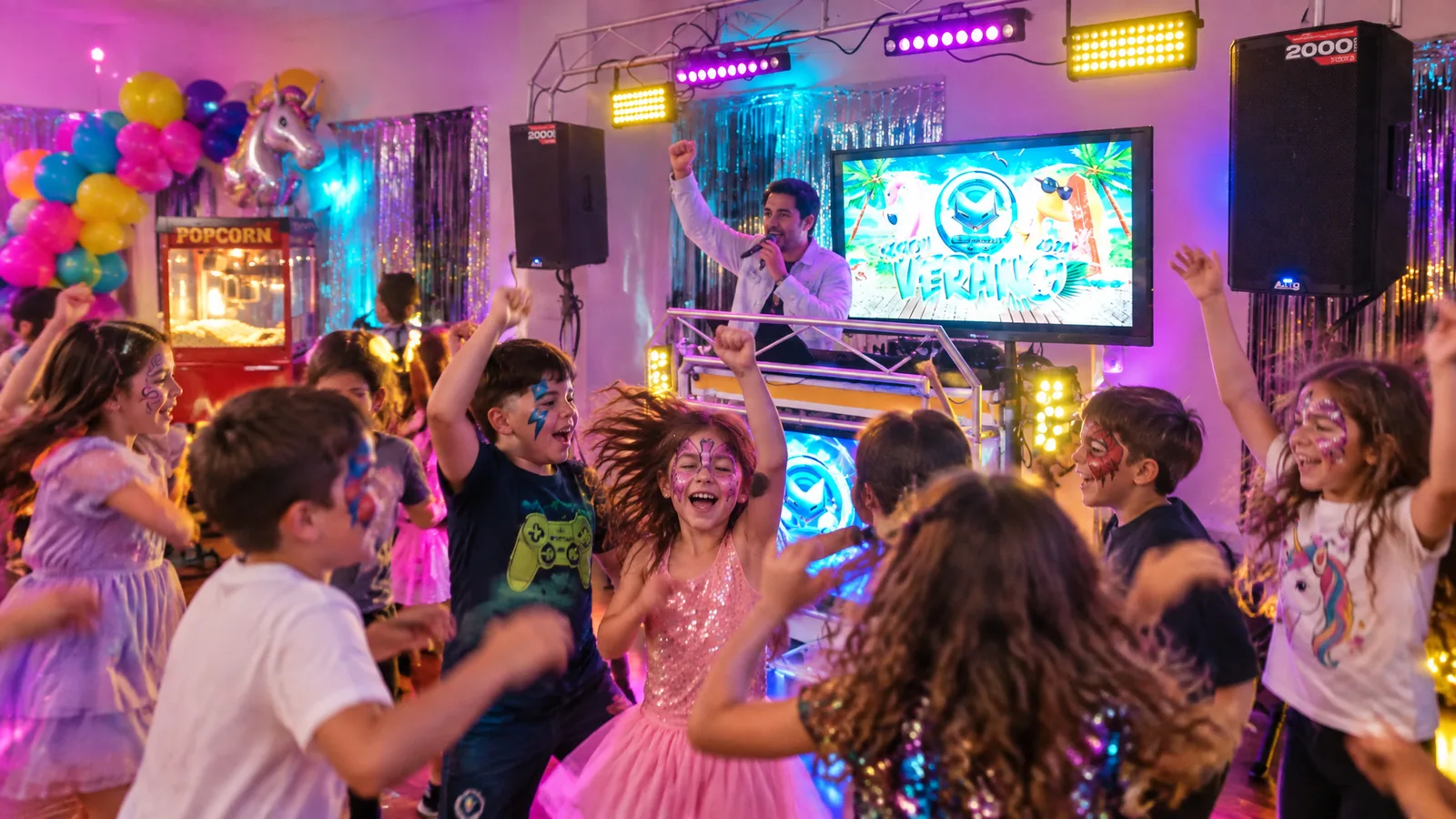 Fiesta infantil con pintacaras y luces LED de colores