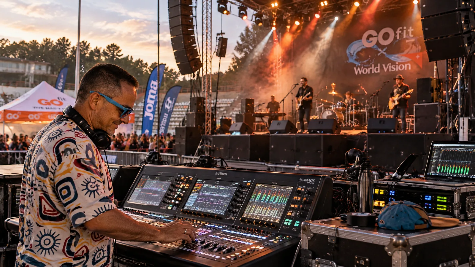 Mesa de mezclas profesional en evento de música en vivo